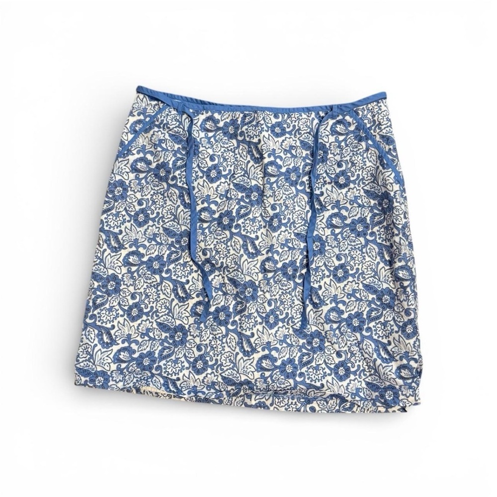 Y2K American Eagle Outfitters Blue Floral Mini Skirt Women’s Size 12 100% Cotton
